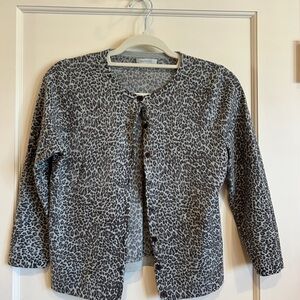 Garnet Hill Gray Leopard Print Jacket